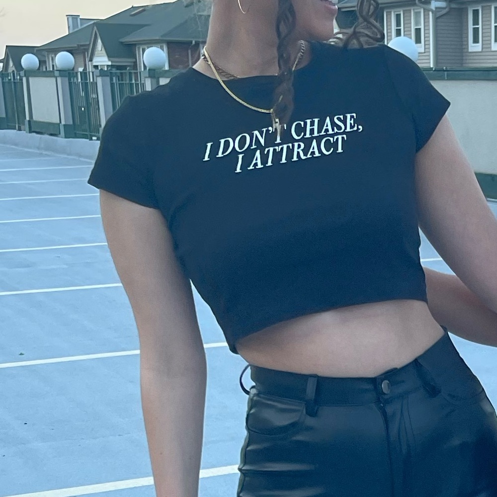Chic Black Slogan Crop Top